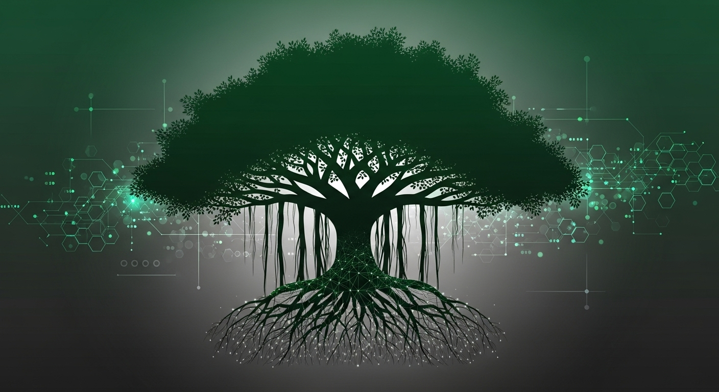 Banyan tree representing interconnected AI technologies